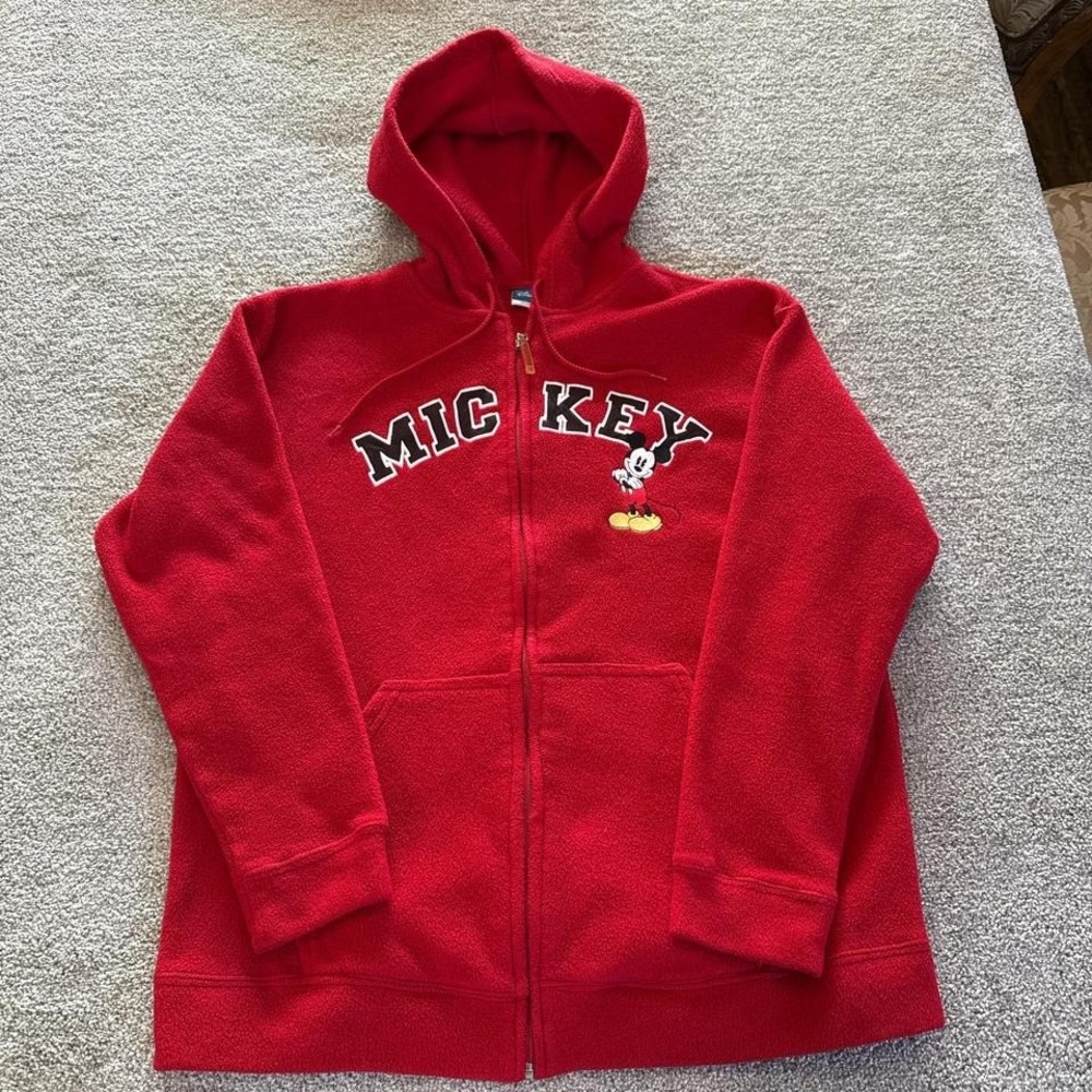 Disney Red Full Zip Hoodie Women's X-Large Mickey Mouse Sweatshirt XL